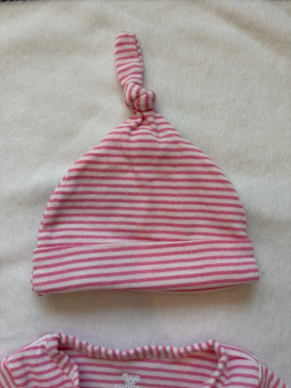 Koalababy Pink and White Striped Pajama Set with beanie